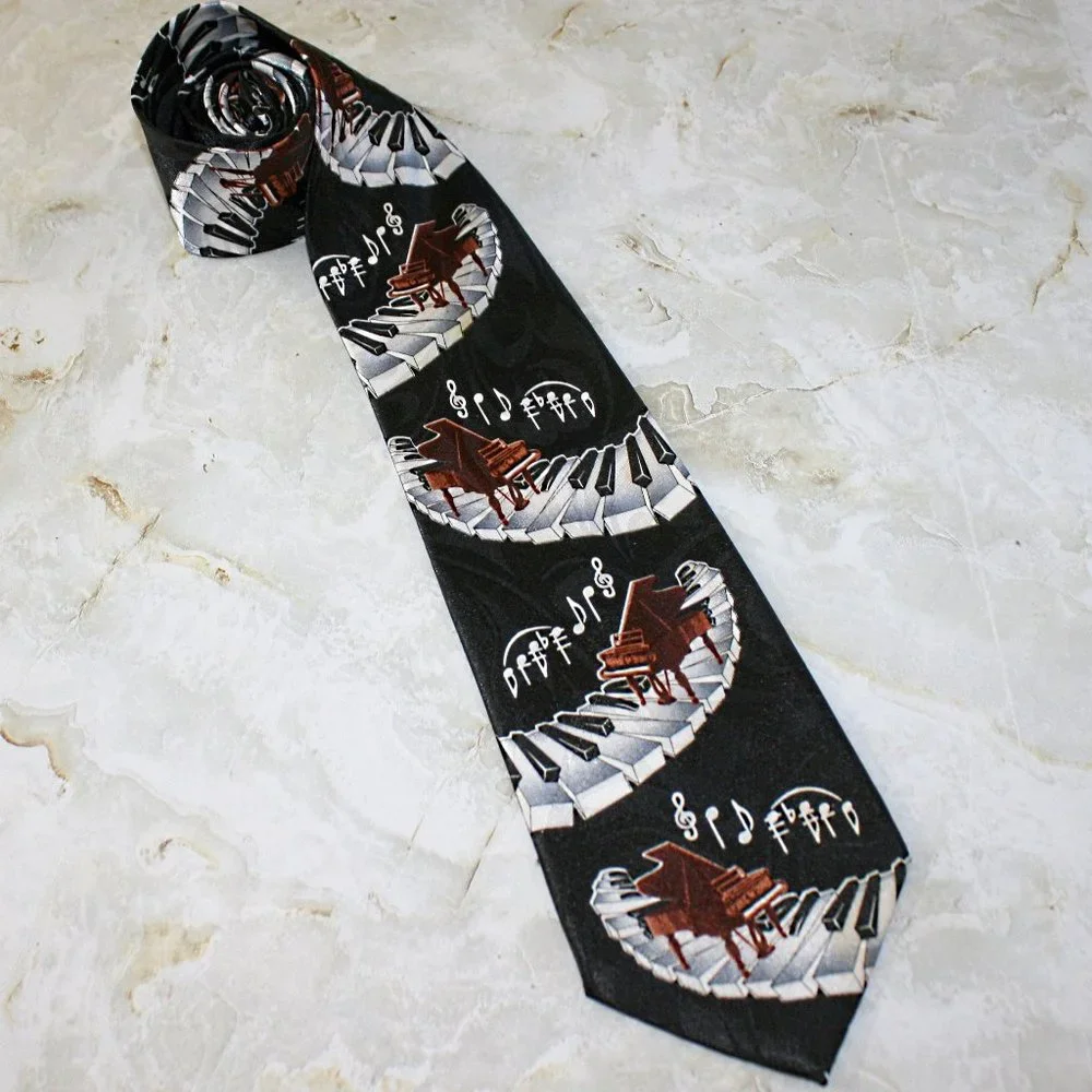 FRATELLO Neck Tie Piano Baby Grand Keyboard Colorful Musical Necktie